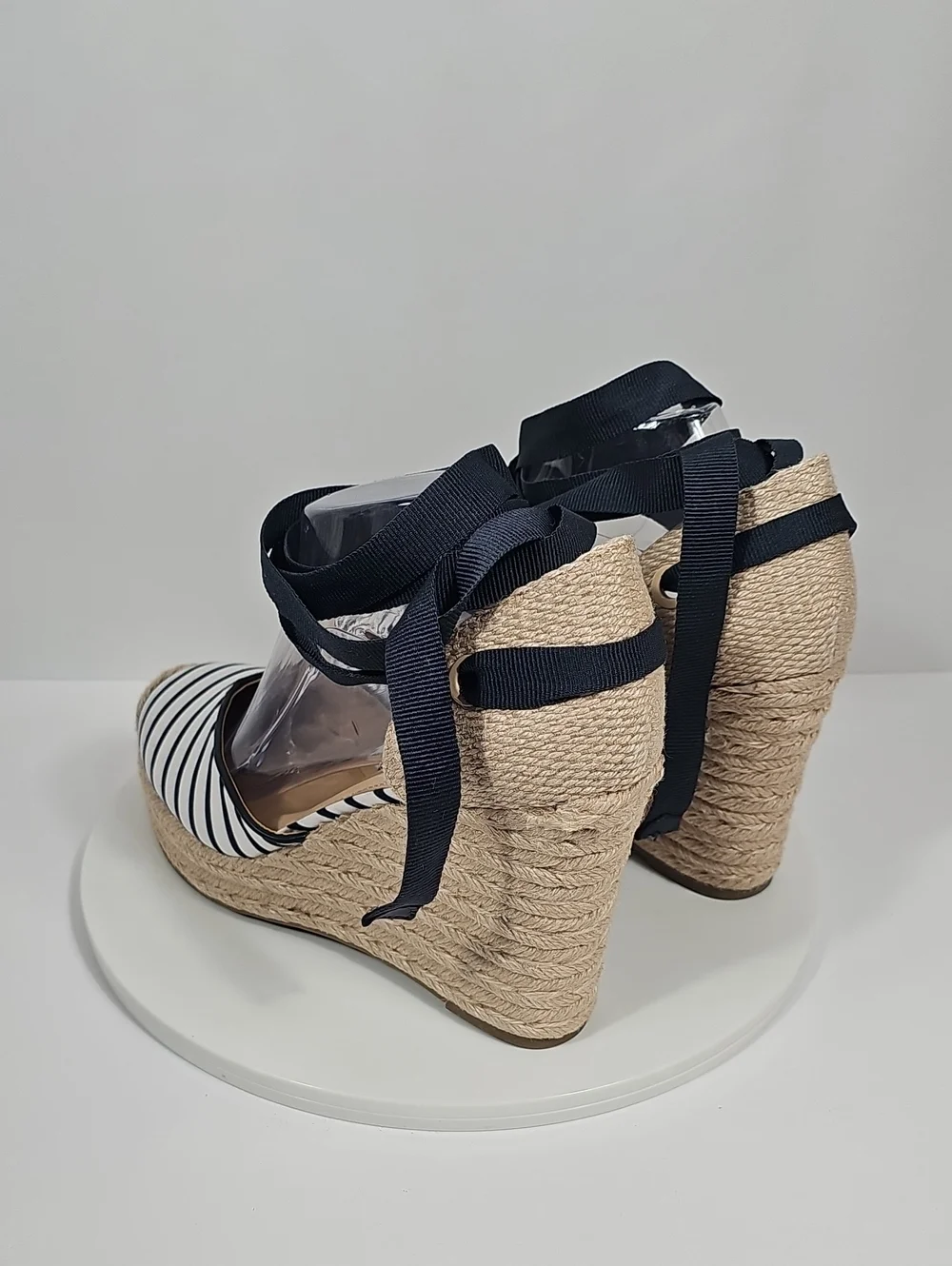 On 34th Melindaa Espadrille Wedge Stripe Lace Up Sandals 9.5 NIB Balletcore